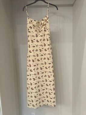Pink Lily small Spaghetti Strap Floral Maxi Dress - Cream.  Like new